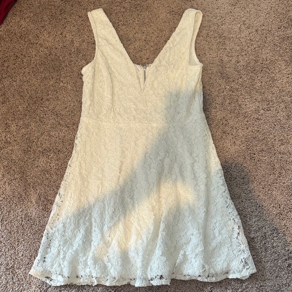 Lulu's Cream Lace Mini Dress